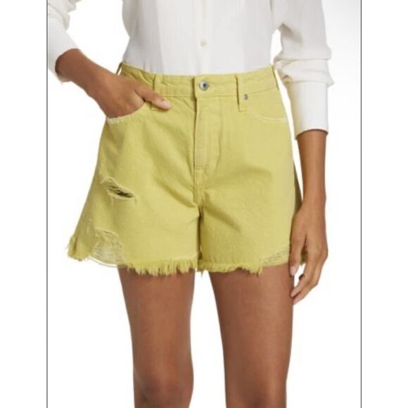 Jonathan Simkhai Denim Distressed Lime Drop Shorts cut offs Sz 32 NWT $195 - Picture 1 of 12